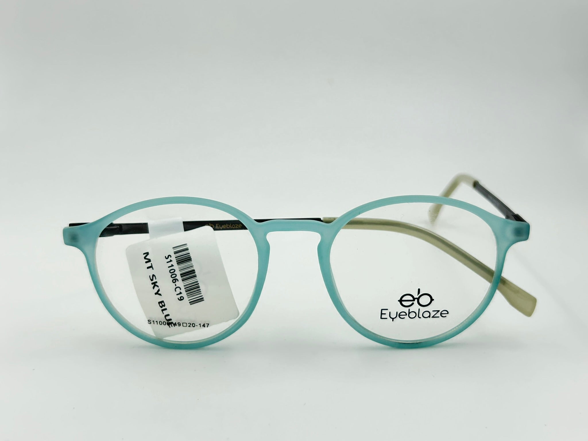 Eyeblaze Matte Sky Blue Round Eyeglasses