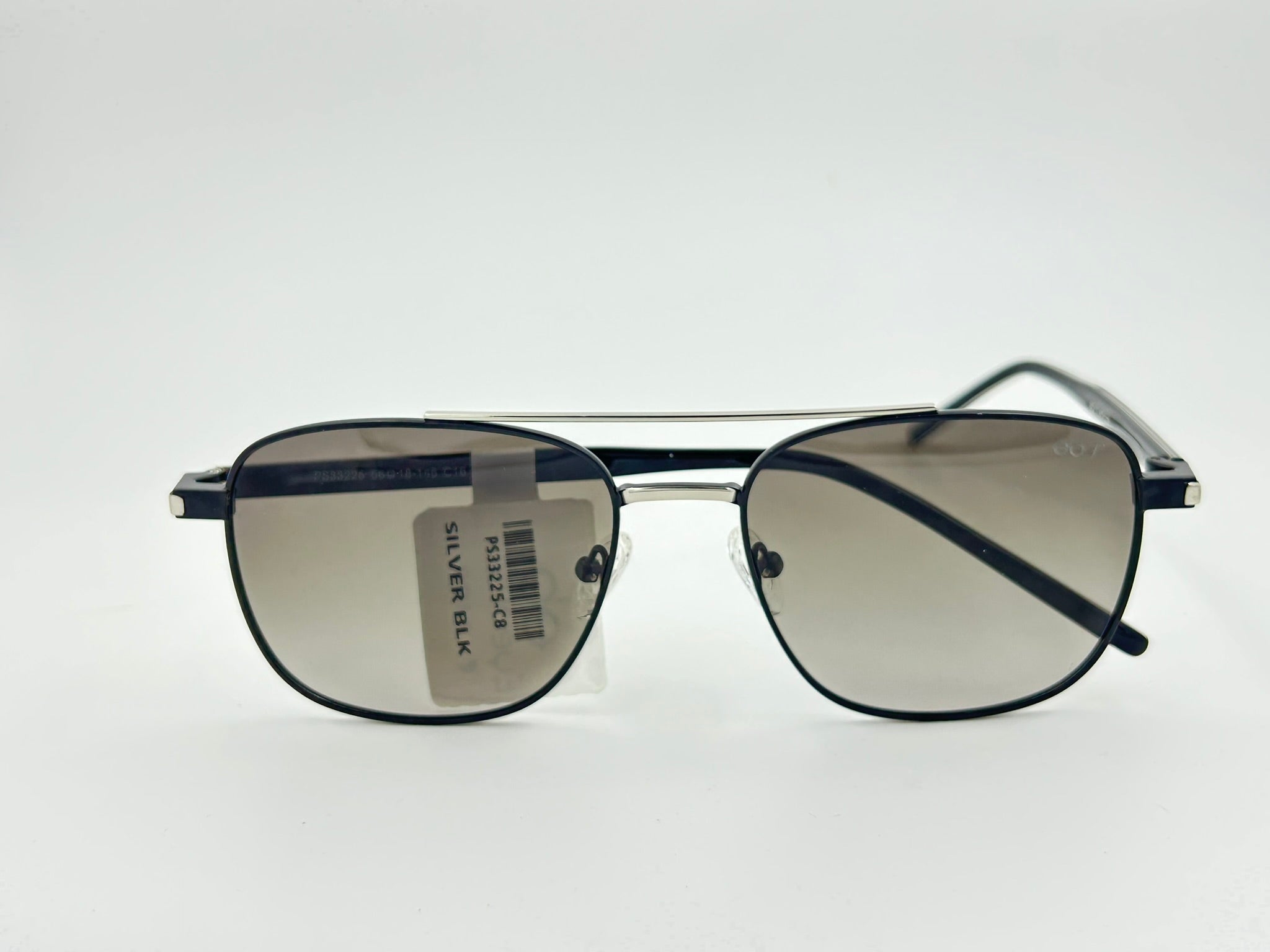 Silver & Black Aviator Sunglasses  Gradient Grey Lenses