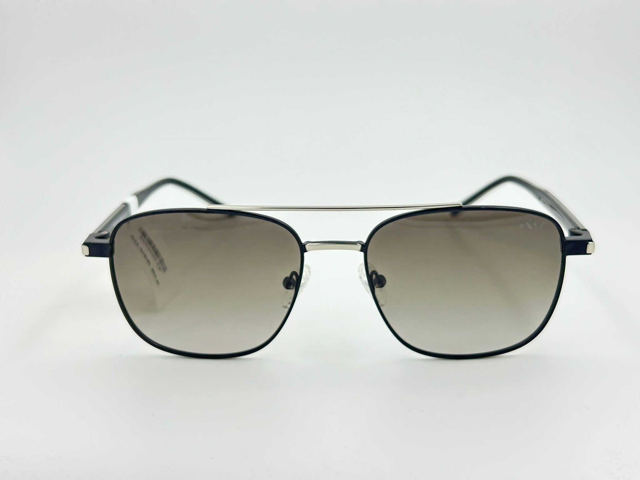 Silver & Black Aviator Sunglasses  Gradient Grey Lenses