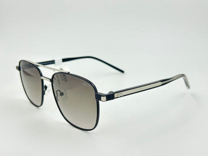 Silver & Black Aviator Sunglasses  Gradient Grey Lenses